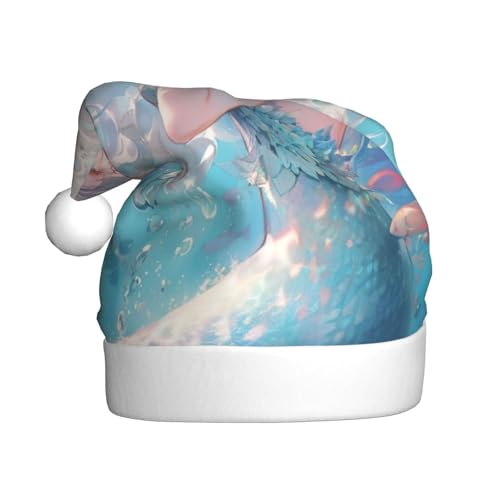 YKJJFVZ Schöne Weihnachtsmütze mit Meerjungfrauen-Aufdruck, Weihnachtsmütze für Erwachsene, Uni, Weihnachtsmütze für Neujahr, festliche Party YKJJFVZ Schöne Weihnachtsmütze mit Meerjungfrauen-Aufdruck, Weihnachtsmütze für Erwachsene, Uni, Weihnachtsmütze für Neujahr, festliche Party von YKJJFVZ