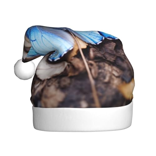 YKJJFVZ Schöne blaue Weihnachtsmütze mit Schmetterlings-Aufdruck, Weihnachtsmütze für Erwachsene, Uni, Weihnachtsmütze für Neujahr, festliche Party YKJJFVZ Schöne blaue Weihnachtsmütze mit Schmetterlings-Aufdruck, Weihnachtsmütze für Erwachsene, Uni, Weihnachtsmütze für Neujahr, festliche Party von YKJJFVZ