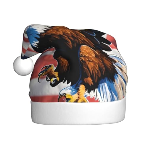 YKJJFVZ Weihnachtsmütze mit Adler mit USA-Flagge, Weihnachtsmütze für Erwachsene, Uni, Weihnachtsmütze für Neujahr, festliche Party YKJJFVZ Weihnachtsmütze mit Adler mit USA-Flagge, Weihnachtsmütze für Erwachsene, Uni, Weihnachtsmütze für Neujahr, festliche Party von YKJJFVZ
