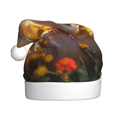 YKJJFVZ Weihnachtsmütze mit Hasen-Vogeldruck, Weihnachtsmütze für Erwachsene, Uni, Weihnachtsmütze für Neujahr, festliche Party von YKJJFVZ