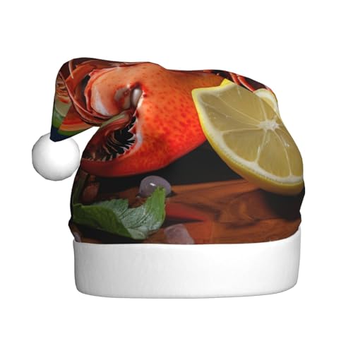 YKJJFVZ Weihnachtsmütze mit Hummer-Zitronen-Druck, Weihnachtsmütze für Erwachsene, Uni, Weihnachtsmütze für Neujahr, festliche Party YKJJFVZ Weihnachtsmütze mit Hummer-Zitronen-Druck, Weihnachtsmütze für Erwachsene, Uni, Weihnachtsmütze für Neujahr, festliche Party von YKJJFVZ