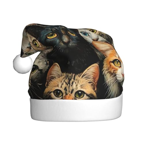 YKJJFVZ Weihnachtsmütze mit Katzendruck, Weihnachtsmütze für Erwachsene, Uni, Weihnachtsmütze für Neujahr, festliche Party YKJJFVZ Weihnachtsmütze mit Katzendruck, Weihnachtsmütze für Erwachsene, Uni, Weihnachtsmütze für Neujahr, festliche Party von YKJJFVZ