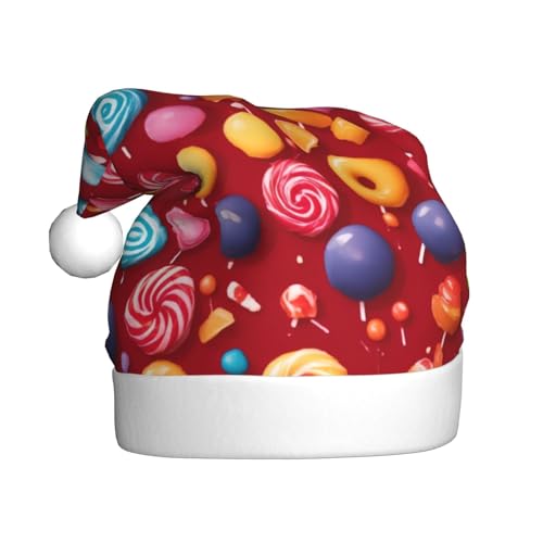 YKJJFVZ Weihnachtsmütze mit Lutscher-Aufdruck, Weihnachtsmütze für Erwachsene, Uni, Weihnachtsmütze für Neujahr, festliche Party YKJJFVZ Weihnachtsmütze mit Lutscher-Aufdruck, Weihnachtsmütze für Erwachsene, Uni, Weihnachtsmütze für Neujahr, festliche Party von YKJJFVZ
