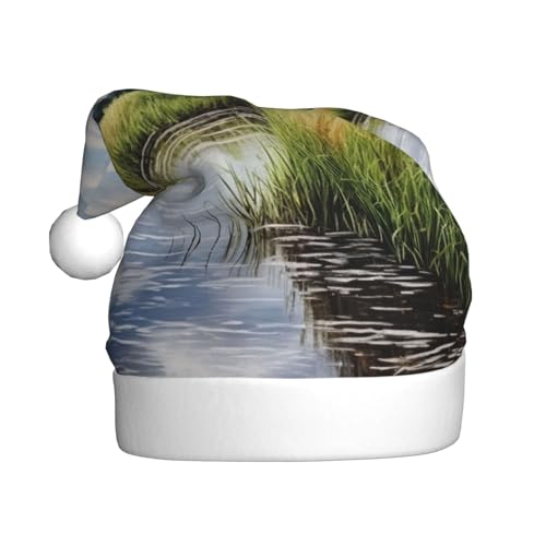 YKJJFVZ Weihnachtsmütze mit Reeds By The River Print, Weihnachtsmütze für Erwachsene, Uni, Weihnachtsmütze für Neujahrsparty von YKJJFVZ
