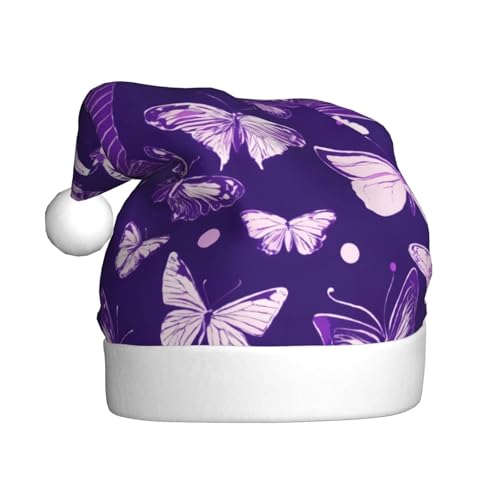 YKJJFVZ Weihnachtsmütze mit Schmetterlingen, Blumendruck, Weihnachtsmütze für Erwachsene, Uni, Weihnachtsmütze für Neujahr, festliche Party YKJJFVZ Weihnachtsmütze mit Schmetterlingen, Blumendruck, Weihnachtsmütze für Erwachsene, Uni, Weihnachtsmütze für Neujahr, festliche Party von YKJJFVZ