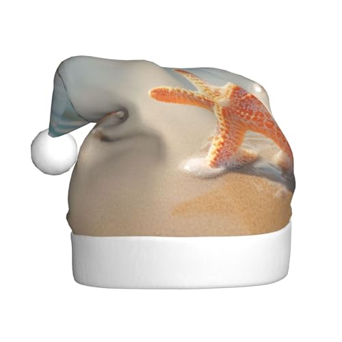 YKJJFVZ Weihnachtsmütze mit Seestern-Druck, Weihnachtsmütze für Erwachsene, Uni, Weihnachtsmütze für Neujahr, festliche Party YKJJFVZ Weihnachtsmütze mit Seestern-Druck, Weihnachtsmütze für Erwachsene, Uni, Weihnachtsmütze für Neujahr, festliche Party von YKJJFVZ