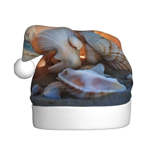 YKJJFVZ Weihnachtsmütze mit Seestern-Muschel-Druck, Weihnachtsmütze für Erwachsene, Uni, Weihnachtsmütze für Neujahr, festliche Party YKJJFVZ Weihnachtsmütze mit Seestern-Muschel-Druck, Weihnachtsmütze für Erwachsene, Uni, Weihnachtsmütze für Neujahr, festliche Party von YKJJFVZ