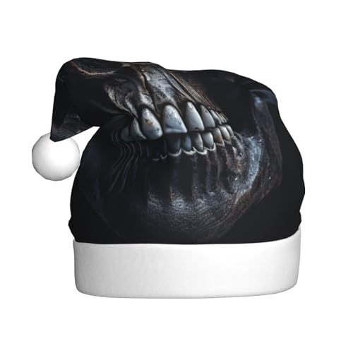 YKJJFVZ Weihnachtsmütze mit Totenkopf-Aufdruck, Weihnachtsmütze für Erwachsene, Uni, Weihnachtsmütze für Neujahr, festliche Party YKJJFVZ Weihnachtsmütze mit Totenkopf-Aufdruck, Weihnachtsmütze für Erwachsene, Uni, Weihnachtsmütze für Neujahr, festliche Party von YKJJFVZ