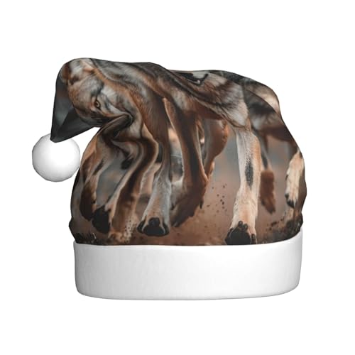 YKJJFVZ Weihnachtsmütze mit Wolfs-Aufdruck, Weihnachtsmütze für Erwachsene, Uni, Weihnachtsmütze für Neujahr, festliche Party YKJJFVZ Weihnachtsmütze mit Wolfs-Aufdruck, Weihnachtsmütze für Erwachsene, Uni, Weihnachtsmütze für Neujahr, festliche Party von YKJJFVZ