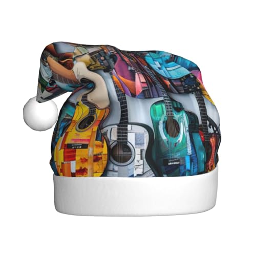 YKJJFVZ Weihnachtsmütze mit buntem Akustik- und Gitarren-Druck, Weihnachtsmütze für Erwachsene, Uni, Weihnachtsmütze für Neujahr, festliche Party YKJJFVZ Weihnachtsmütze mit buntem Akustik- und Gitarren-Druck, Weihnachtsmütze für Erwachsene, Uni, Weihnachtsmütze für Neujahr, festliche Party von YKJJFVZ