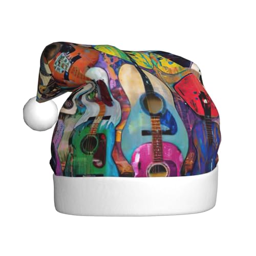 YKJJFVZ Weihnachtsmütze mit buntem Akustik- und Gitarren-Druck, Weihnachtsmütze für Erwachsene, Uni, Weihnachtsmütze für Neujahr, festliche Party YKJJFVZ Weihnachtsmütze mit buntem Akustik- und Gitarren-Druck, Weihnachtsmütze für Erwachsene, Uni, Weihnachtsmütze für Neujahr, festliche Party von YKJJFVZ