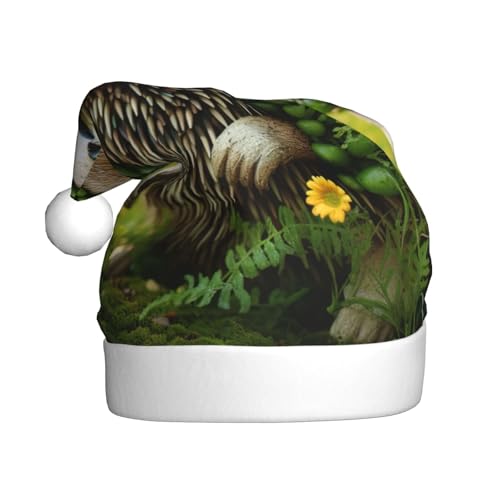 YKJJFVZ Weihnachtsmütze mit floralem Igel-Druck, Weihnachtsmütze für Erwachsene, Uni, Weihnachtsmütze für Neujahr, festliche Party YKJJFVZ Weihnachtsmütze mit floralem Igel-Druck, Weihnachtsmütze für Erwachsene, Uni, Weihnachtsmütze für Neujahr, festliche Party von YKJJFVZ