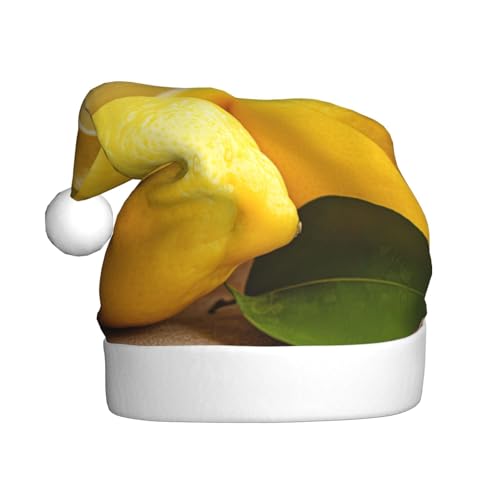 YKJJFVZ Weihnachtsmütze mit gelbem Zitronen-Druck, Weihnachtsmütze für Erwachsene, Uni, Weihnachtsmütze für Neujahr, festliche Party YKJJFVZ Weihnachtsmütze mit gelbem Zitronen-Druck, Weihnachtsmütze für Erwachsene, Uni, Weihnachtsmütze für Neujahr, festliche Party von YKJJFVZ
