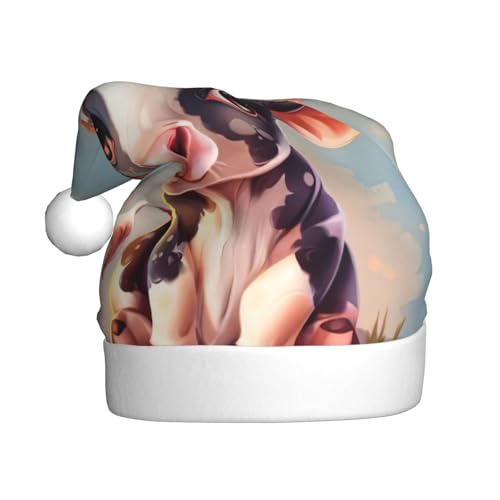 YKJJFVZ Weihnachtsmütze mit niedlichem Kuhdruck, Weihnachtsmütze für Erwachsene, Uni, Weihnachtsmütze für Neujahr, festliche Party YKJJFVZ Weihnachtsmütze mit niedlichem Kuhdruck, Weihnachtsmütze für Erwachsene, Uni, Weihnachtsmütze für Neujahr, festliche Party von YKJJFVZ