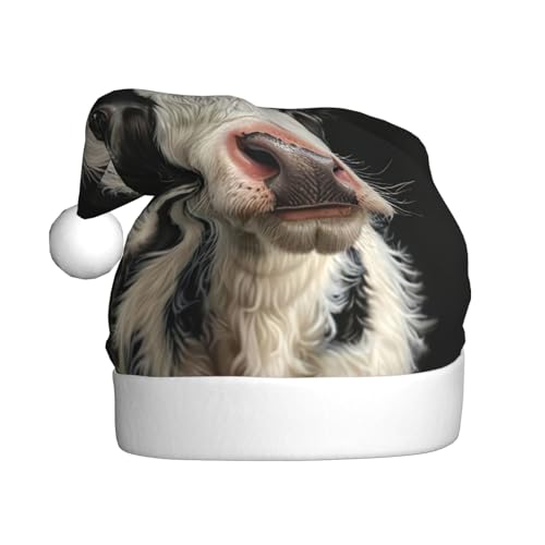 YKJJFVZ Weihnachtsmütze mit niedlichem Kuhdruck, Weihnachtsmütze für Erwachsene, Uni, Weihnachtsmütze für Neujahr, festliche Party YKJJFVZ Weihnachtsmütze mit niedlichem Kuhdruck, Weihnachtsmütze für Erwachsene, Uni, Weihnachtsmütze für Neujahr, festliche Party von YKJJFVZ