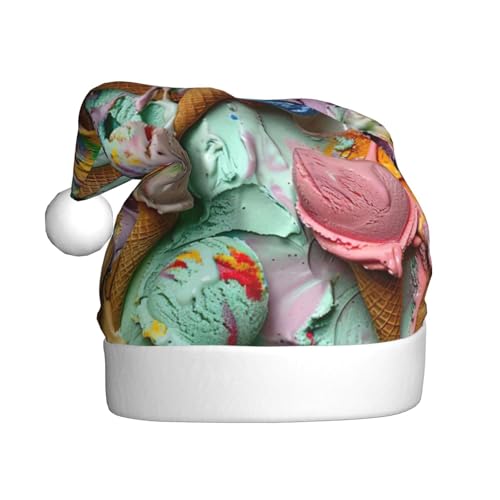 YKJJFVZ Weihnachtsmütze mit vielen farbigen Eiscreme-Aufdruck, Weihnachtsmütze für Erwachsene, Uni, Weihnachtsmütze für Neujahr, festliche Party YKJJFVZ Weihnachtsmütze mit vielen farbigen Eiscreme-Aufdruck, Weihnachtsmütze für Erwachsene, Uni, Weihnachtsmütze für Neujahr, festliche Party von YKJJFVZ