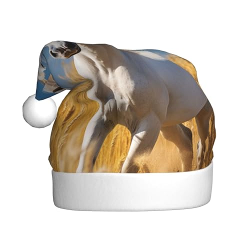 YKJJFVZ Weihnachtsmütze mit weißem Hengst, Weihnachtsmütze für Erwachsene, Uni, Weihnachtsmütze für Neujahr, festliche Party YKJJFVZ Weihnachtsmütze mit weißem Hengst, Weihnachtsmütze für Erwachsene, Uni, Weihnachtsmütze für Neujahr, festliche Party von YKJJFVZ