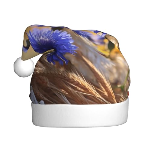 YKJJFVZ Weihnachtsmütze mit wilden Blumen und Kornblumen, Gänseblümchen, Weihnachtsmütze für Erwachsene, Uni, Weihnachtsmütze für Neujahrsparty YKJJFVZ Weihnachtsmütze mit wilden Blumen und Kornblumen, Gänseblümchen, Weihnachtsmütze für Erwachsene, Uni, Weihnachtsmütze für Neujahrsparty von YKJJFVZ