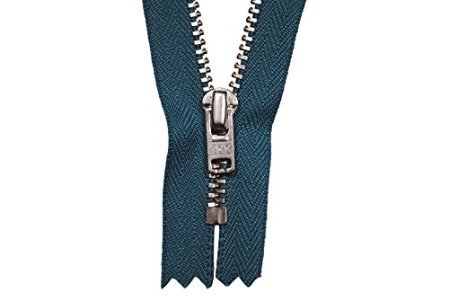 Reißverschluss jeansblau 18 cm für Hosen Hosenreißverschluss 4 mm Metallzähne silberfarben von YKK