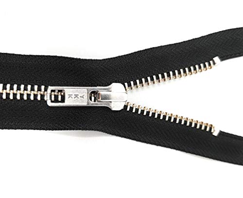Unbekannt YKK teilbarer Reißverschluss aus silbernem Metall mit Zipper 580 Schwarz 76 cm von YKK
