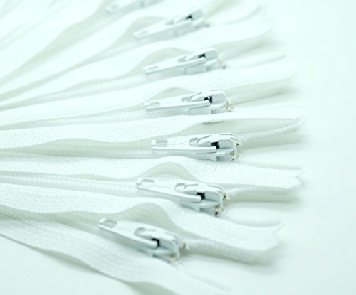 YKK #3 Skirt & Dress Zippers 7 Inch Closed Bottom ~ 501 White (12 Zippers / Pack) free Needle Threader 4pcs. by YKK von YKK