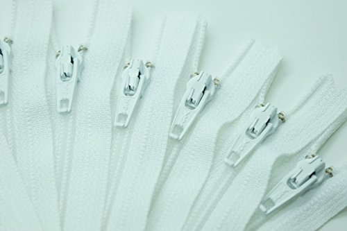 YKK #3 Skirt & Dress Zippers 7 Inch Closed Bottom ~ 501 White (6 Zippers / Pack) with Needle Threader 2pcs. and Seam Ripper 1pcs. by YKK von YKK