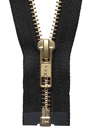 YKK Downton Fabrics and Crafts Reißverschluss, Messing, Metall, offenes Ende, 30 cm, Schwarz von YKK