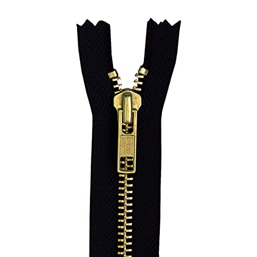 YKK Jeans Metall-Reißverschluss gold nicht teilbar 5 mm 16 cm 580, schwarz von YKK