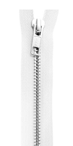 YKK Nicht teilbarer Reißverschluss aus Metall mit Zipper in Silber für Röcke, Hosen, Taschen in Weiß 12 cm von YKK