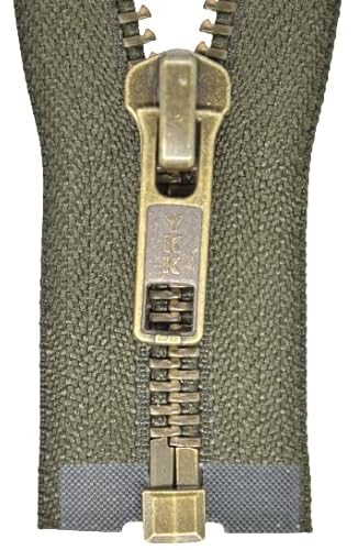YKK Reißverschluss 1 Wege teilbar dunkel olive 60 cm Metall Metallzähne von YKK