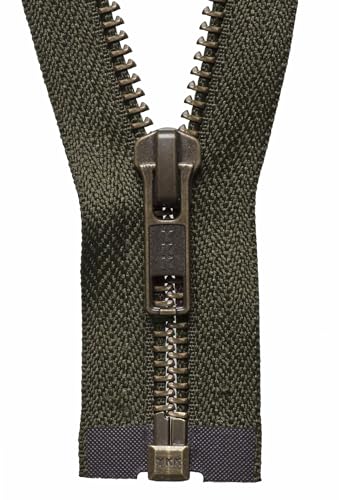 YKK Robuster Reißverschluss mit Metallzähnen, offenes Ende, 71 cm, Khaki YKK Robuster Reißverschluss mit Metallzähnen, offenes Ende, 71 cm, Khaki von YKK