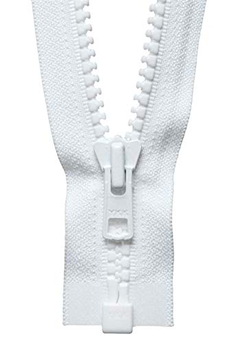 YKK teilbarer Reißverschluss mit Kunststoffzähnen und Zipper 501 Weiß 66 cm für Jacken oder Motoradkleidung UVM. von YKK