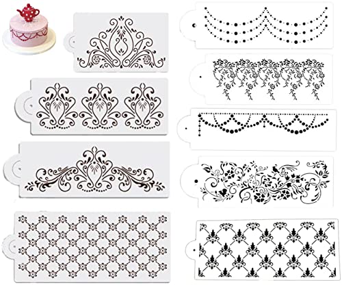 YKKJ 9 Stück Kuchen Dekoration Schablonen，Kuchenschablonen Set，für Torten Kuchen Dekoration Schablonen. von YKKJ