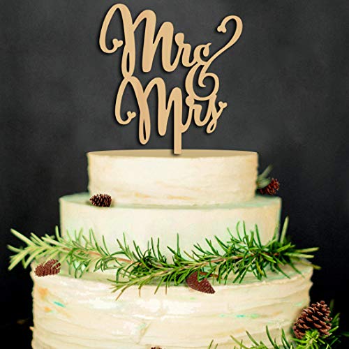 YKKJ Mr & Mrs Cake Toppers,Hochzeit Kuchen Topper Holz Tortentopper für Party Hochzeitsgeschenk Jahrestag Kuchen Dekoration von YKKJ