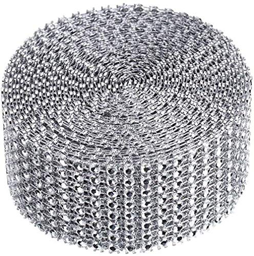 8 Reihen10Yard Strassband Diamant Band Dekoband,Für Bling Braut, Blumenstrauß, Rahmen, Vasen, Hochzeit,Geburtstag Torte Gastgeschenkbox Verzierung Handwerk.(Silber) Schleifen & Bänder von YKKJ
