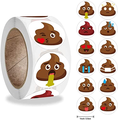 YKKJ Funny Poop Stickers,Kinder Aufkleber,500 Stück/Roll Party Dekorative Aufkleber Bastelarbeiten Sticker Belohnungsaufkleber für Party Gift Magazine Gift Office Lehrer Etikett von YKKJ