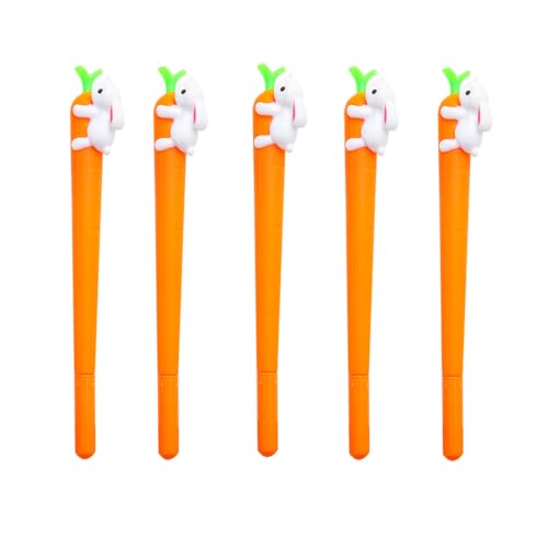 YKKJ Gelschreiber Karotte Kaninchen Form Roller Kugelschreiber 5 Stücke Schwarz Tinte Gelschreiber für Büro und Schule Geschenk für Kinder 16 cm Langlebig und Praktisch von YKKJ