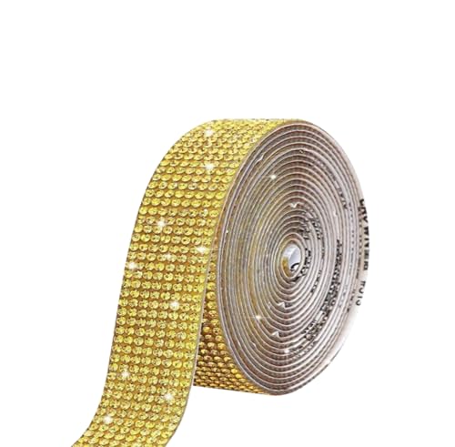 YKKJ Kristall Diamant Bling Band Rolle，Diamantband selbstklebend，für Hochzeit Geburtstag Dekoration Kunsthandwerk.(golden) von YKKJ