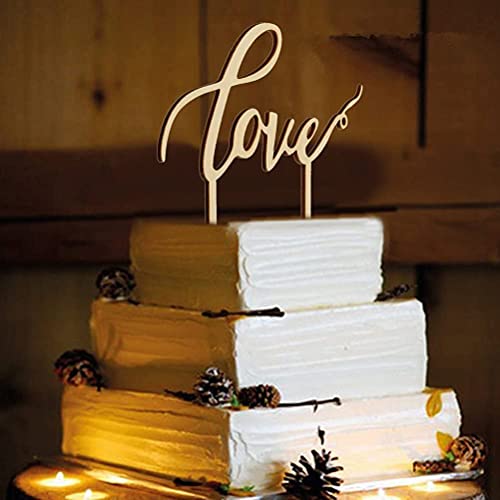 YKKJ Love Cake Toppers,Hochzeit Kuchen Topper Holz Tortentopper für Party Hochzeitsgeschenk Jahrestag Kuchen Dekoration von LAOSEP