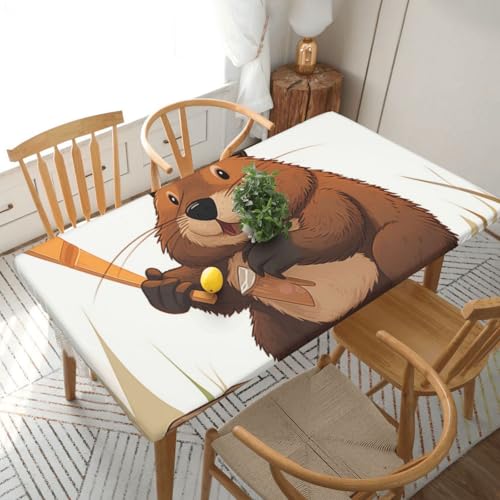 YKLJG Beaver Working bedruckte Tischdecke, 152 cm, rechteckig, wasserdicht, waschbar, Tischdecken, Schutz für Esstische YKLJG Beaver Working bedruckte Tischdecke, 152 cm, rechteckig, wasserdicht, waschbar, Tischdecken, Schutz für Esstische von YKLJG