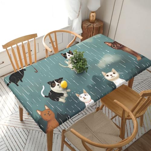 YKLJG Bedruckte Tischdecke, Motiv: Regenkatzen und Hunde, 152 cm, rechteckig, wasserdicht, waschbar, Tischdecken, Schutz für Esstische YKLJG Bedruckte Tischdecke, Motiv: Regenkatzen und Hunde, 152 cm, rechteckig, wasserdicht, waschbar, Tischdecken, Schutz für Esstische von YKLJG