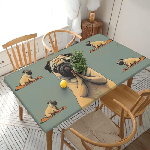 YKLJG Bedruckte Tischdecke mit Yoga-Mops-Motiv, 76 x 152 cm, rechteckig, wasserdicht, waschbar, Tischdecken, Schutz für Esstische YKLJG Bedruckte Tischdecke mit Yoga-Mops-Motiv, 76 x 152 cm, rechteckig, wasserdicht, waschbar, Tischdecken, Schutz für Esstische von YKLJG