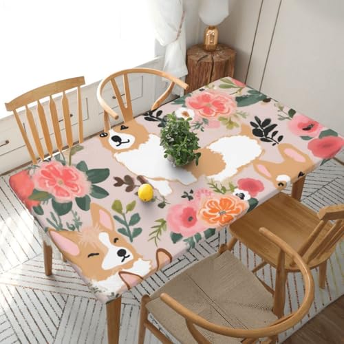 YKLJG Corgi Tischdecke mit Blumenmuster, 152 cm, rechteckig, wasserdicht, waschbar, Tischdecken, Schutz für Esstische, 76 x 152 cm YKLJG Corgi Tischdecke mit Blumenmuster, 152 cm, rechteckig, wasserdicht, waschbar, Tischdecken, Schutz für Esstische, 76 x 152 cm von YKLJG