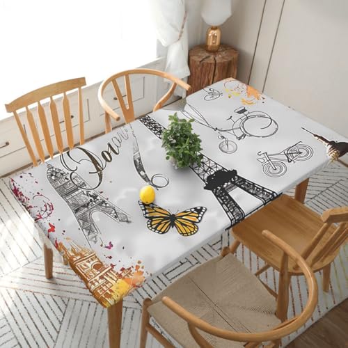 YKLJG Romantische Paris Tischdecke mit Schmetterlings- und Fahrraddruck, 152 cm, rechteckig, wasserdicht, waschbar, Tischdecken, Schutz für Esstische YKLJG Romantische Paris Tischdecke mit Schmetterlings- und Fahrraddruck, 152 cm, rechteckig, wasserdicht, waschbar, Tischdecken, Schutz für Esstische von YKLJG