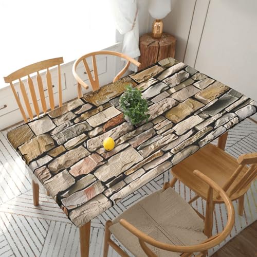 YKLJG Rustikale Tischdecke mit Ziegelstein-Motiv, 152 cm, rechteckig, wasserdicht, waschbar, Tischdecken, Schutz für Esstische YKLJG Rustikale Tischdecke mit Ziegelstein-Motiv, 152 cm, rechteckig, wasserdicht, waschbar, Tischdecken, Schutz für Esstische von YKLJG