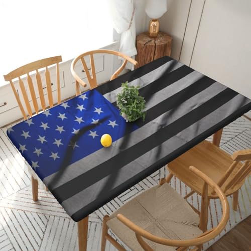 YKLJG Tischdecke, Motiv: Amerikanische dünne blaue Linie, bedruckt, 152 cm, rechteckig, wasserdicht, waschbar, Tischdecken, Schutz für Esstische, 152 cm YKLJG Tischdecke, Motiv: Amerikanische dünne blaue Linie, bedruckt, 152 cm, rechteckig, wasserdicht, waschbar, Tischdecken, Schutz für Esstische, 152 cm von YKLJG