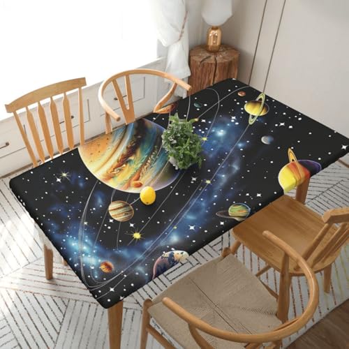YKLJG Tischdecke, Motiv: Planeten, Sterne und Milchstraße, bedruckt, 152 cm, rechteckig, wasserdicht, waschbar, Tischdecken, Schutz für Esstische, 152 cm YKLJG Tischdecke, Motiv: Planeten, Sterne und Milchstraße, bedruckt, 152 cm, rechteckig, wasserdicht, waschbar, Tischdecken, Schutz für Esstische, 152 cm von YKLJG