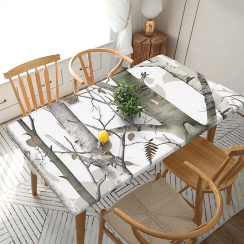 YKLJG Tischdecke, Motiv: Weiße Bäume, Tarnmuster, 152 cm, rechteckig, wasserdicht, waschbar, Tischdecken, Schutz für Esstische YKLJG Tischdecke, Motiv: Weiße Bäume, Tarnmuster, 152 cm, rechteckig, wasserdicht, waschbar, Tischdecken, Schutz für Esstische von YKLJG