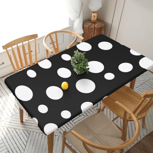 YKLJG Tischdecke, bedruckt mit großen Punkten, 76 x 152 cm, rechteckig, wasserdicht, waschbar, Tischdecke für Esstische, Schwarz und Weiß YKLJG Tischdecke, bedruckt mit großen Punkten, 76 x 152 cm, rechteckig, wasserdicht, waschbar, Tischdecke für Esstische, Schwarz und Weiß von YKLJG