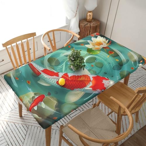 YKLJG Tischdecke, japanischer hübscher Koi-Fisch, bedruckt, 152 cm, rechteckig, wasserdicht, waschbar, Tischdecken, Schutz für Esstische YKLJG Tischdecke, japanischer hübscher Koi-Fisch, bedruckt, 152 cm, rechteckig, wasserdicht, waschbar, Tischdecken, Schutz für Esstische von YKLJG